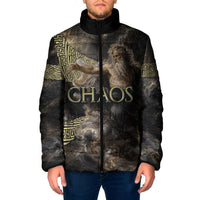 Greek God Of Chaos Padded Jacket Cosmic Nebula Classical Art Greek Key Pattern