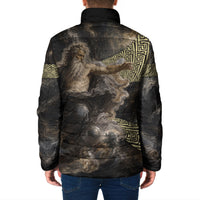 Greek God Of Chaos Padded Jacket Cosmic Nebula Classical Art Greek Key Pattern