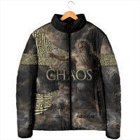 Greek God Of Chaos Padded Jacket Cosmic Nebula Classical Art Greek Key Pattern