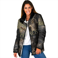 Greek God Of Chaos Padded Jacket Cosmic Nebula Classical Art Greek Key Pattern