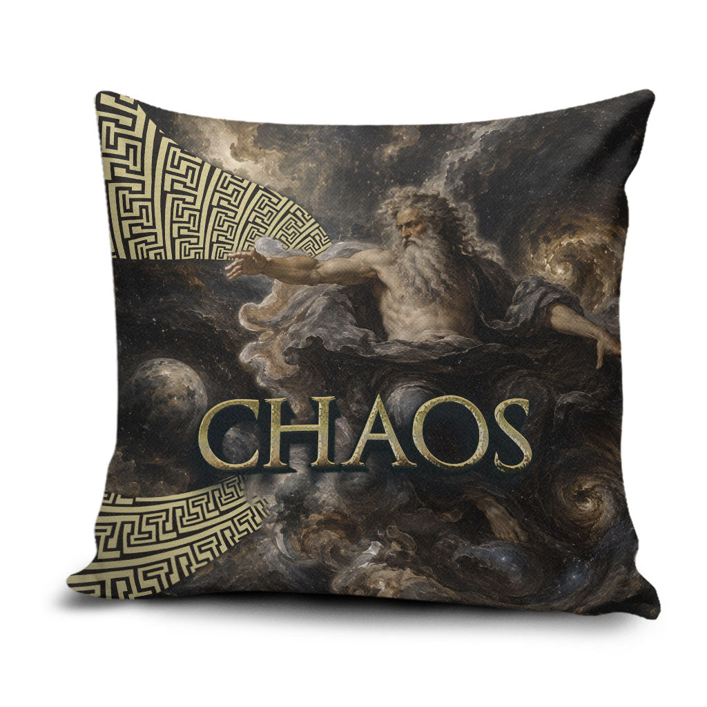Greek God Of Chaos Pillow Cover Cosmic Nebula Classical Art Greek Key Pattern