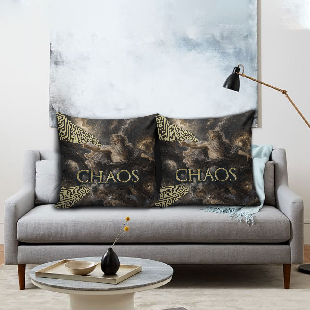 Greek God Of Chaos Pillow Cover Cosmic Nebula Classical Art Greek Key Pattern