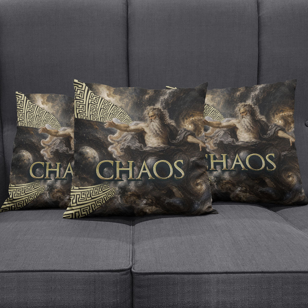 Greek God Of Chaos Pillow Cover Cosmic Nebula Classical Art Greek Key Pattern