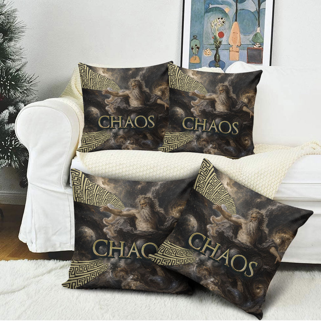 Greek God Of Chaos Pillow Cover Cosmic Nebula Classical Art Greek Key Pattern