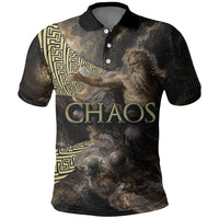 Greek God Of Chaos Polo Shirt Cosmic Nebula Classical Art Greek Key Pattern