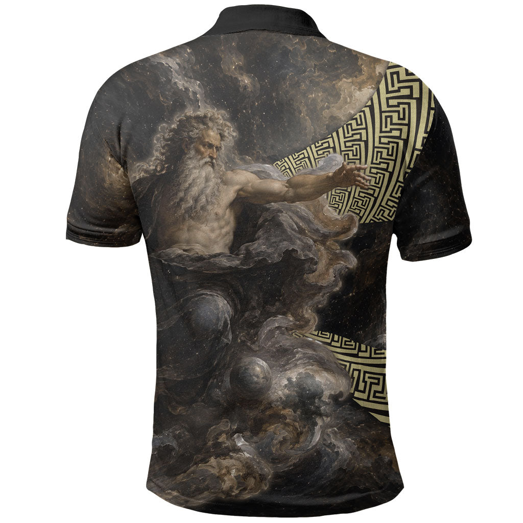 Greek God Of Chaos Polo Shirt Cosmic Nebula Classical Art Greek Key Pattern