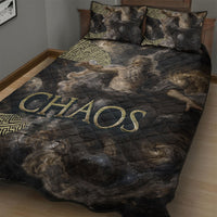 Greek God Of Chaos Quilt Bed Set Cosmic Nebula Classical Art Greek Key Pattern