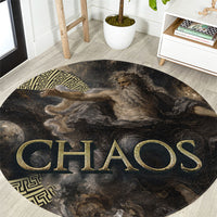 Greek God Of Chaos Round Carpet Cosmic Nebula Classical Art Greek Key Pattern