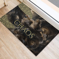 Greek God Of Chaos Rubber Doormat Cosmic Nebula Classical Art Greek Key Pattern