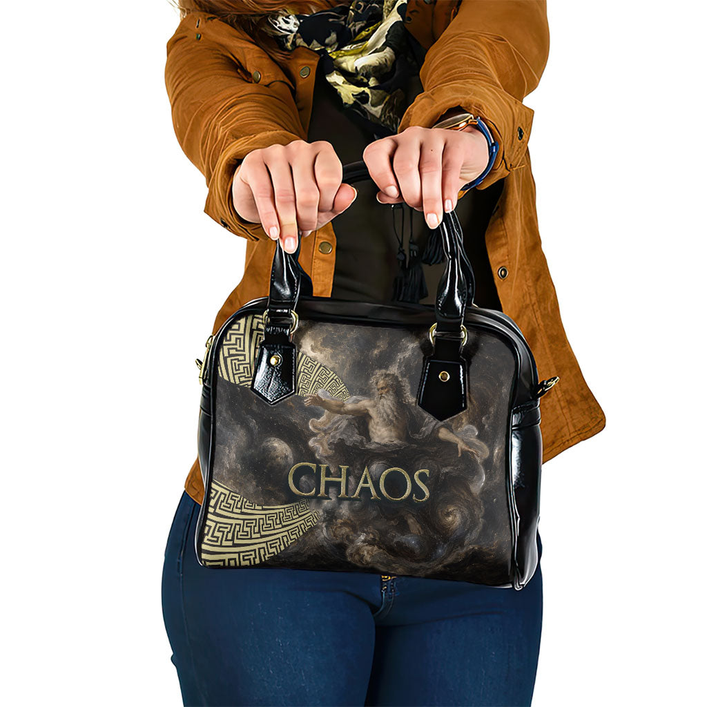 Greek God Of Chaos Shoulder Handbag Cosmic Nebula Classical Art Greek Key Pattern