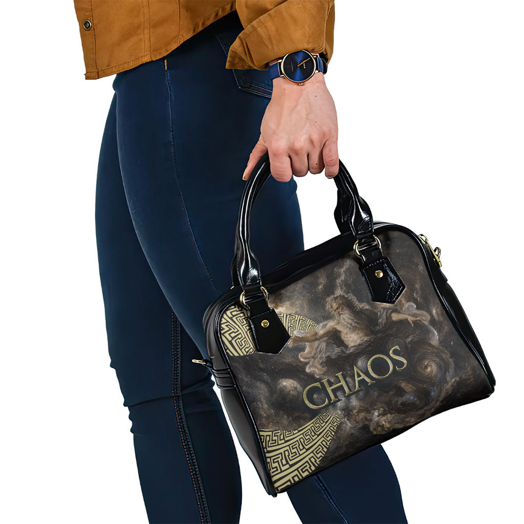 Greek God Of Chaos Shoulder Handbag Cosmic Nebula Classical Art Greek Key Pattern