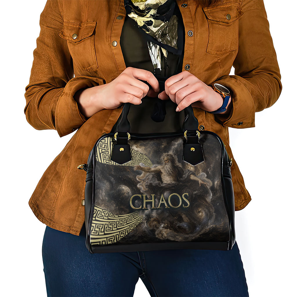 Greek God Of Chaos Shoulder Handbag Cosmic Nebula Classical Art Greek Key Pattern