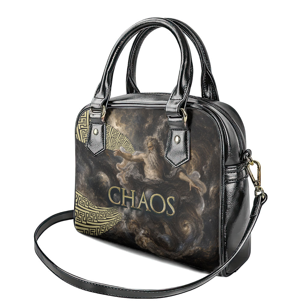 Greek God Of Chaos Shoulder Handbag Cosmic Nebula Classical Art Greek Key Pattern