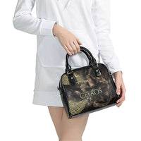 Greek God Of Chaos Shoulder Handbag Cosmic Nebula Classical Art Greek Key Pattern