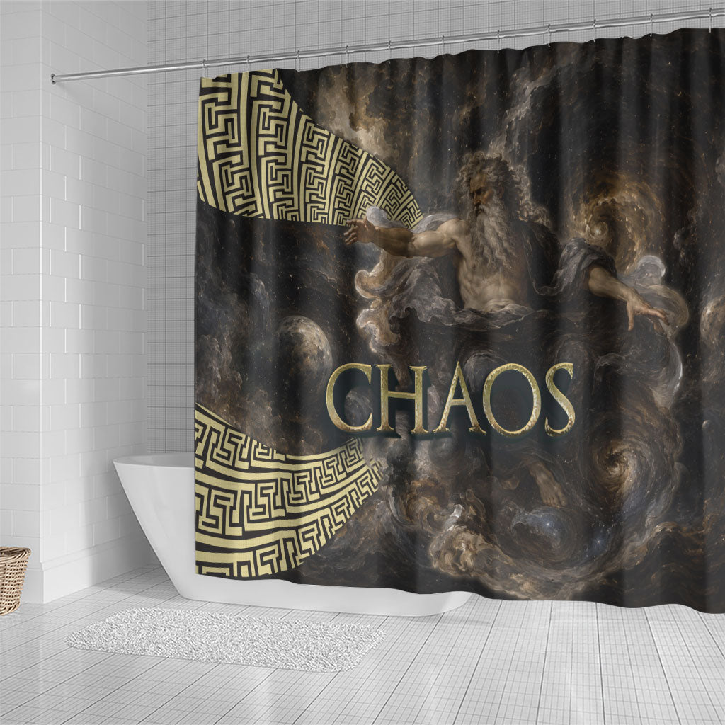 Greek God Of Chaos Shower Curtain Cosmic Nebula Classical Art Greek Key Pattern