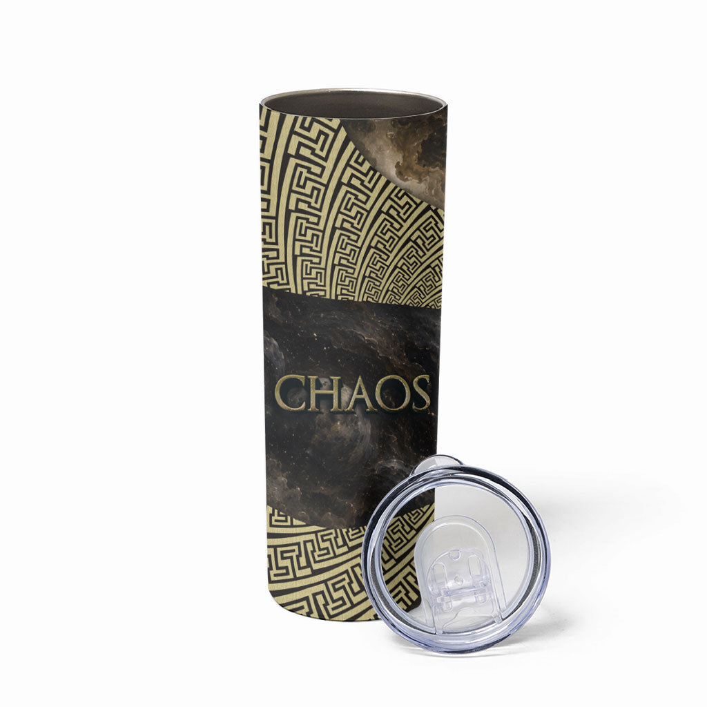 Greek God Of Chaos Skinny Tumbler Cosmic Nebula Classical Art Greek Key Pattern