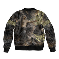 Greek God Of Chaos Sleeve Zip Bomber Jacket Cosmic Nebula Classical Art Greek Key Pattern
