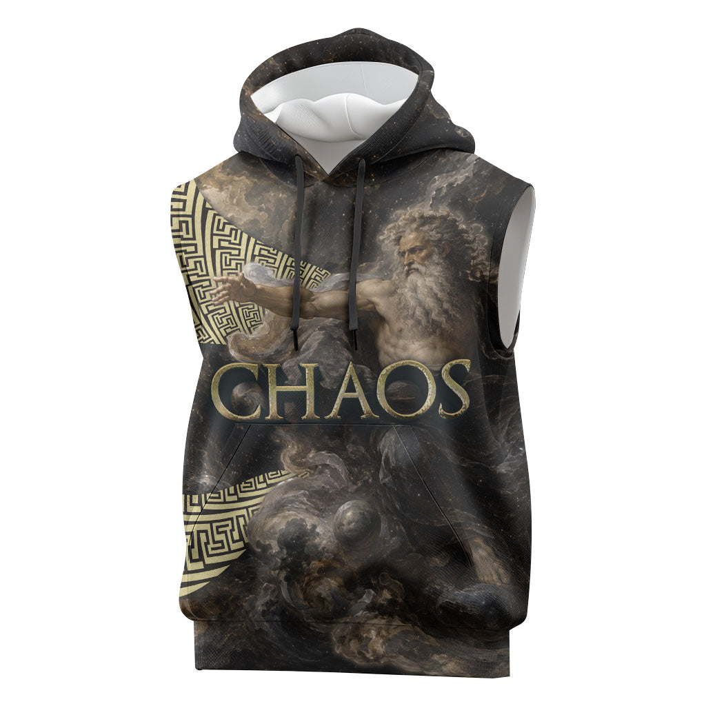 Greek God Of Chaos Sleeveless Hoodie Cosmic Nebula Classical Art Greek Key Pattern