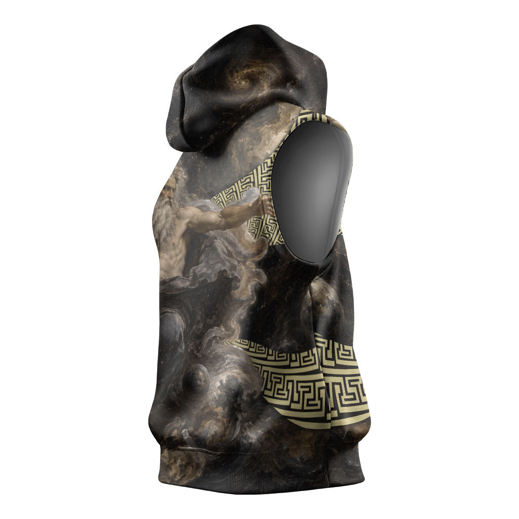 Greek God Of Chaos Sleeveless Hoodie Cosmic Nebula Classical Art Greek Key Pattern