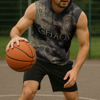 Greek God Of Chaos Sleeveless Hoodie Cosmic Nebula Classical Art Greek Key Pattern