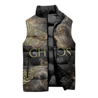 Greek God Of Chaos Sleeveless Puffer Jacket Cosmic Nebula Classical Art Greek Key Pattern