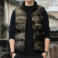 Greek God Of Chaos Sleeveless Puffer Jacket Cosmic Nebula Classical Art Greek Key Pattern