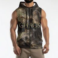 Greek God Of Chaos Sleeveless Zip Hoodie Cosmic Nebula Classical Art Greek Key Pattern