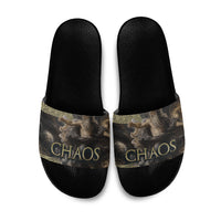 Greek God Of Chaos Slide Sandals Cosmic Nebula Classical Art Greek Key Pattern