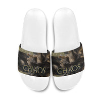 Greek God Of Chaos Slide Sandals Cosmic Nebula Classical Art Greek Key Pattern