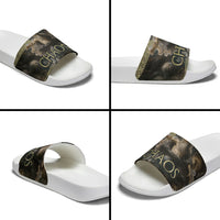 Greek God Of Chaos Slide Sandals Cosmic Nebula Classical Art Greek Key Pattern