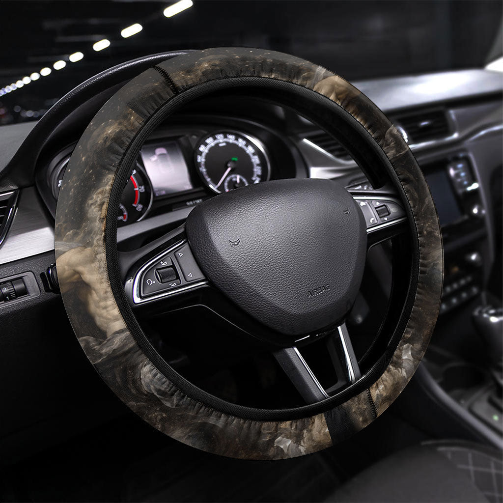 Greek God Of Chaos Steering Wheel Cover Cosmic Nebula Classical Art Greek Key Pattern
