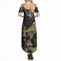 Greek God Of Chaos Summer Maxi Dress Cosmic Nebula Classical Art Greek Key Pattern