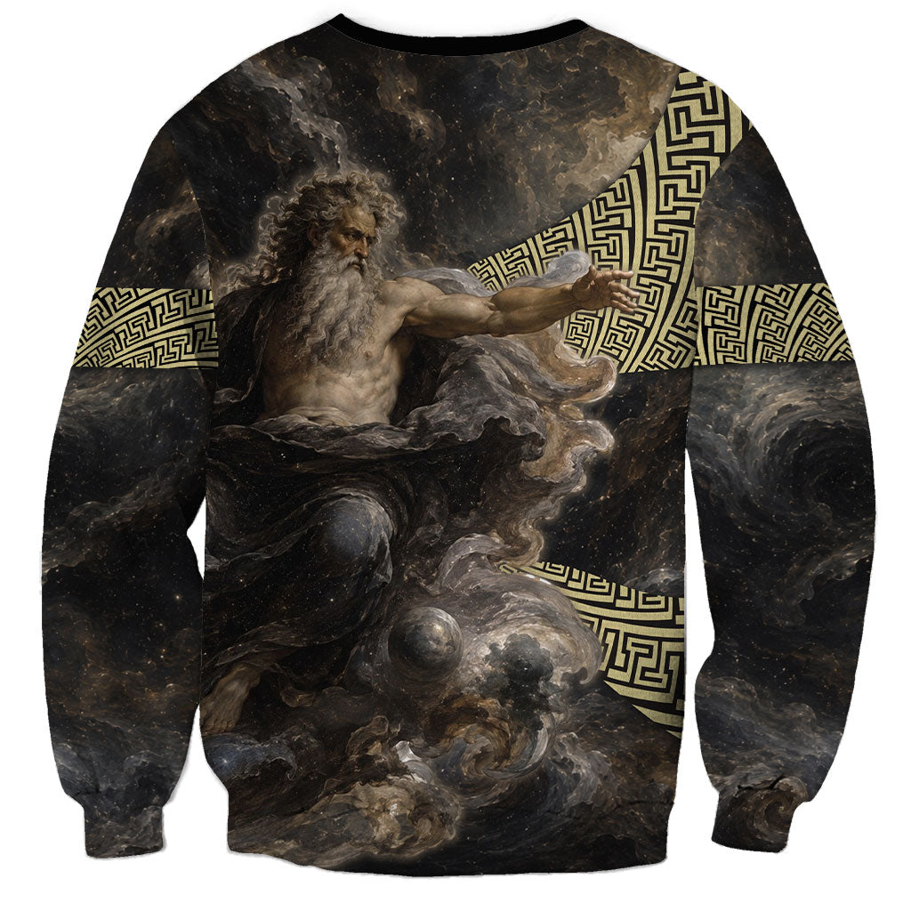 Greek God Of Chaos Sweatshirt Cosmic Nebula Classical Art Greek Key Pattern