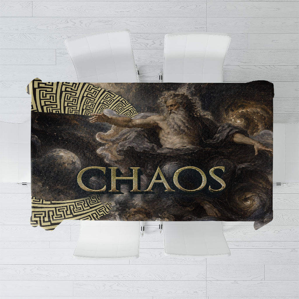 Greek God Of Chaos Tablecloth Cosmic Nebula Classical Art Greek Key Pattern