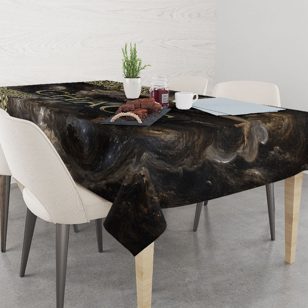 Greek God Of Chaos Tablecloth Cosmic Nebula Classical Art Greek Key Pattern