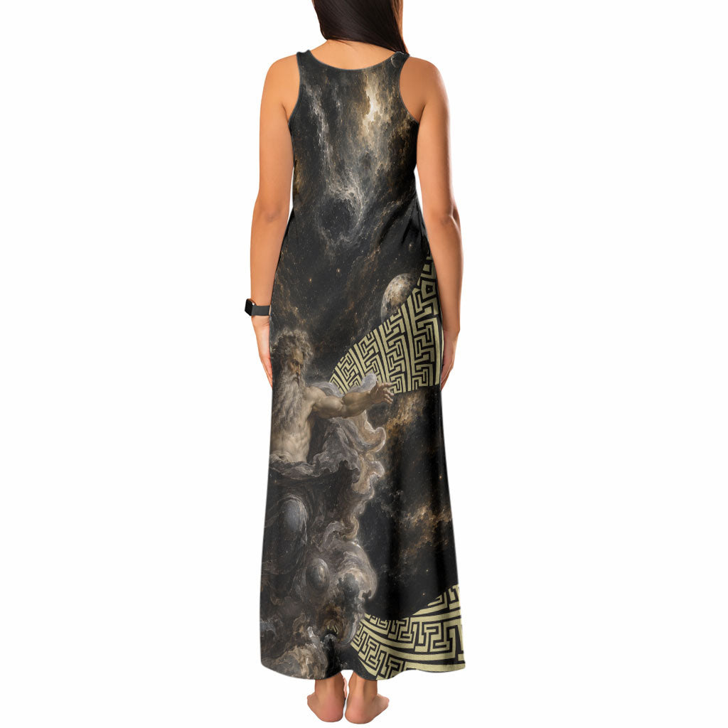 Greek God Of Chaos Tank Maxi Dress Cosmic Nebula Classical Art Greek Key Pattern