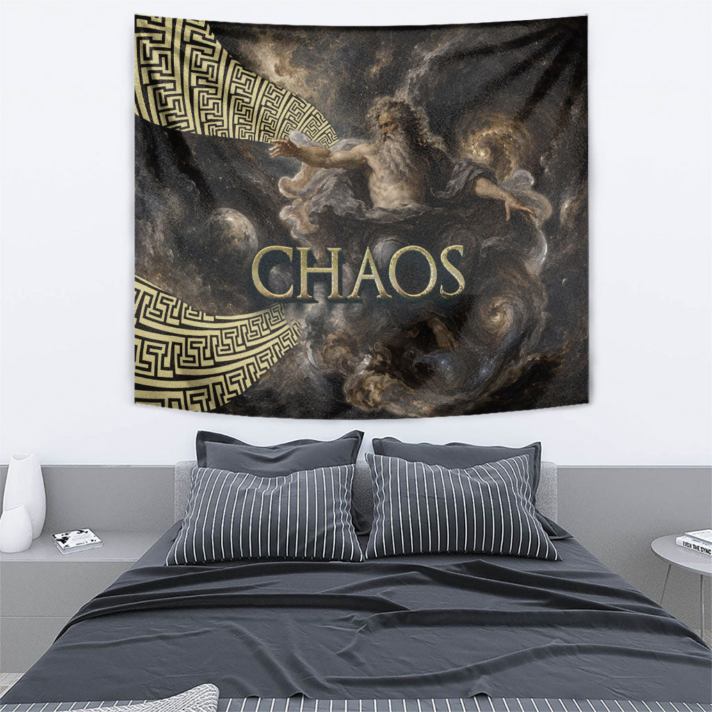 Greek God Of Chaos Tapestry Cosmic Nebula Classical Art Greek Key Pattern