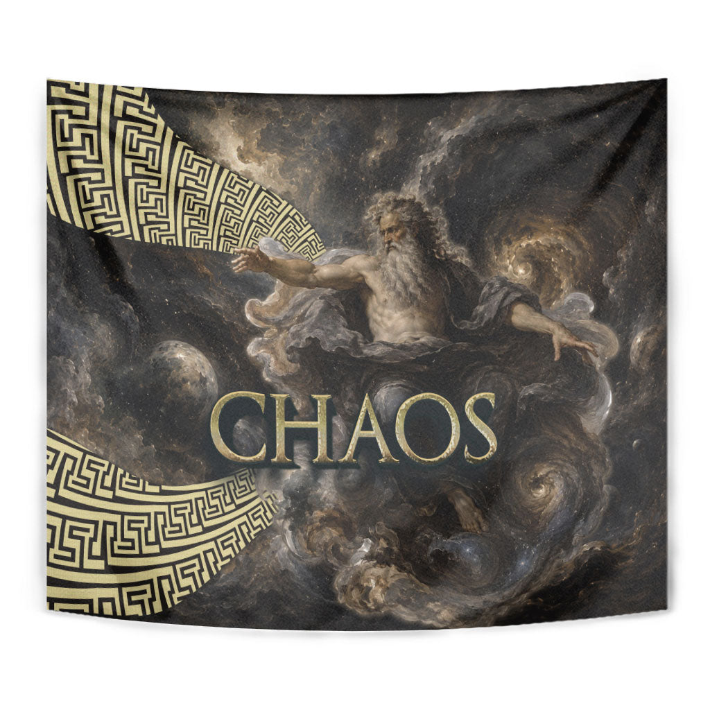 Greek God Of Chaos Tapestry Cosmic Nebula Classical Art Greek Key Pattern