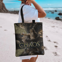 Greek God Of Chaos Tote Bag Cosmic Nebula Classical Art Greek Key Pattern