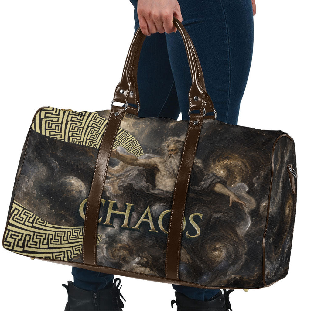 Greek God Of Chaos Travel Bag Cosmic Nebula Classical Art Greek Key Pattern