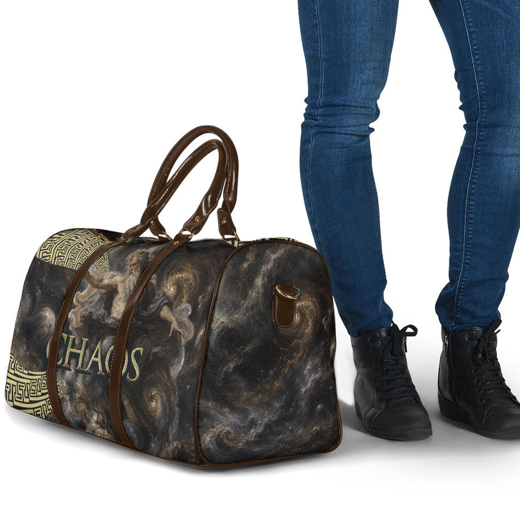 Greek God Of Chaos Travel Bag Cosmic Nebula Classical Art Greek Key Pattern