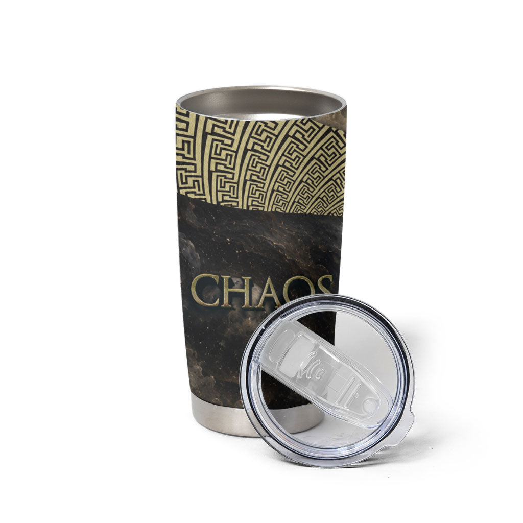 Greek God Of Chaos Tumbler Cup Cosmic Nebula Classical Art Greek Key Pattern