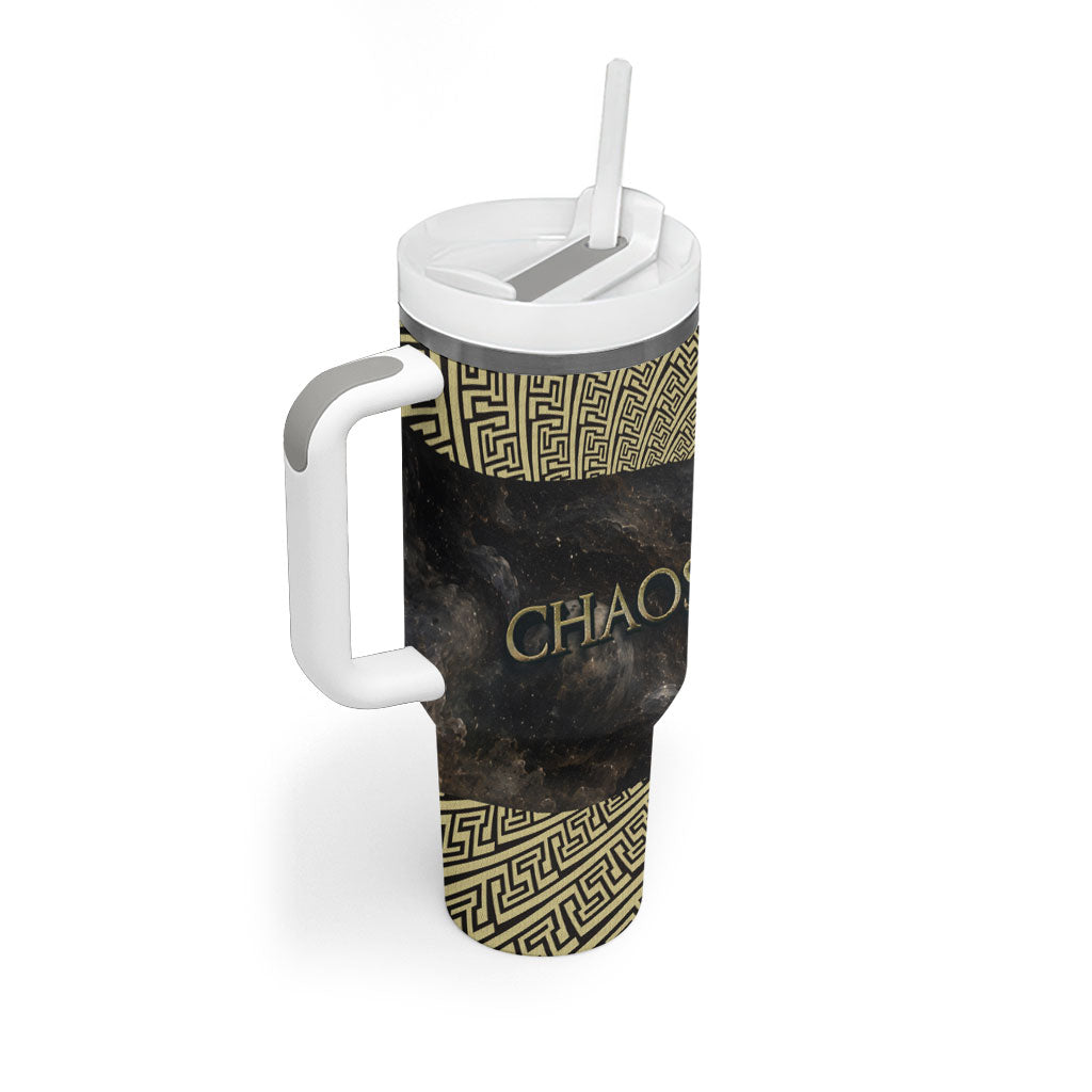 Greek God Of Chaos Tumbler With Handle Cosmic Nebula Classical Art Greek Key Pattern