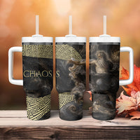 Greek God Of Chaos Tumbler With Handle Cosmic Nebula Classical Art Greek Key Pattern