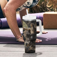 Greek God Of Chaos Tumbler With Handle Cosmic Nebula Classical Art Greek Key Pattern