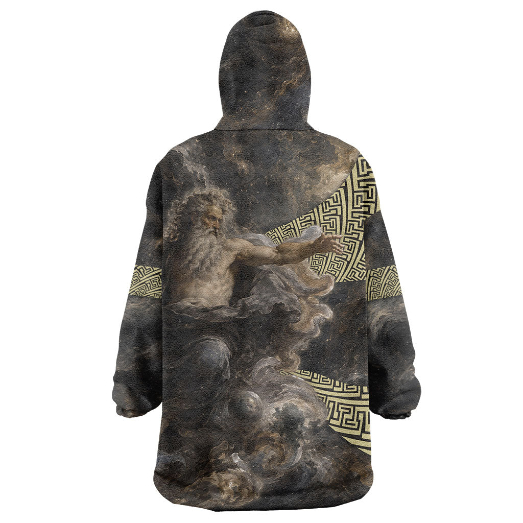 Greek God Of Chaos Wearable Blanket Hoodie Cosmic Nebula Classical Art Greek Key Pattern