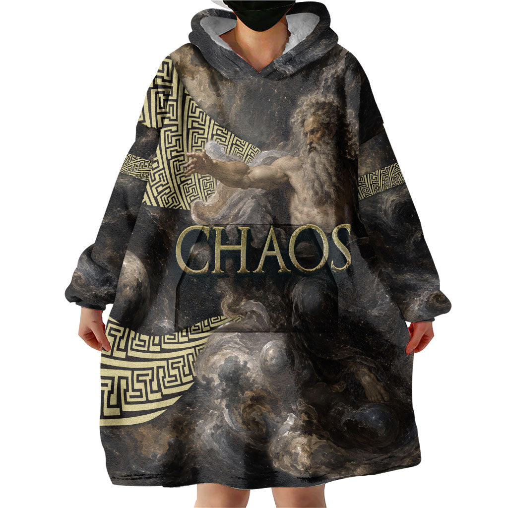 Greek God Of Chaos Wearable Blanket Hoodie Cosmic Nebula Classical Art Greek Key Pattern