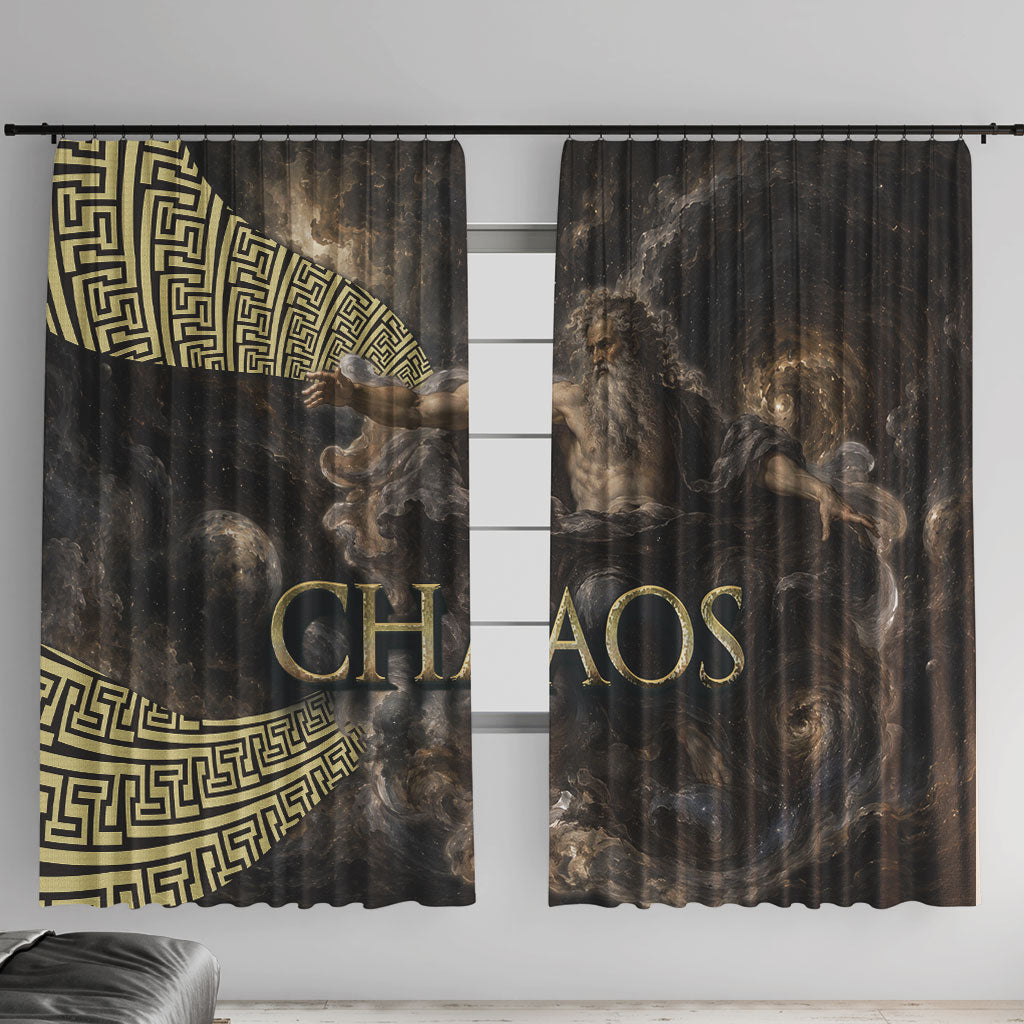 Greek God Of Chaos Window Curtain Cosmic Nebula Classical Art Greek Key Pattern