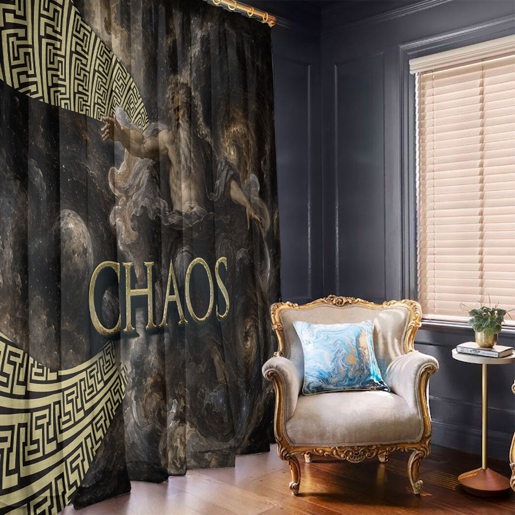 Greek God Of Chaos Window Curtain Cosmic Nebula Classical Art Greek Key Pattern