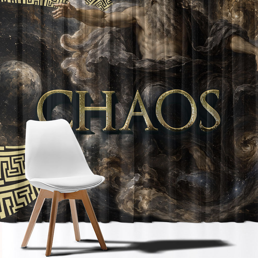 Greek God Of Chaos Window Curtain Cosmic Nebula Classical Art Greek Key Pattern